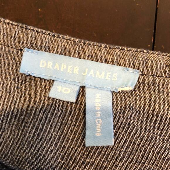 Draper James chambray denim blue ruffle front eyelet sleeve shift dress size 10 - Picture 8 of 15